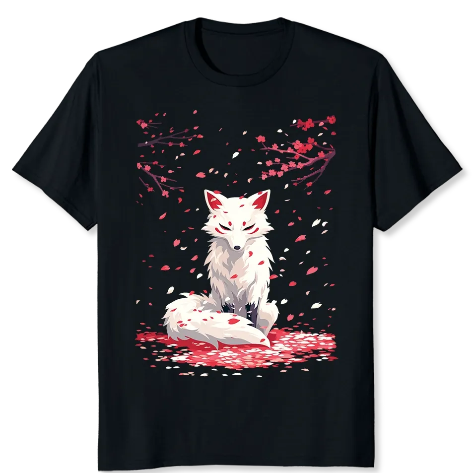 Pink Snowfall Black T-Shirt