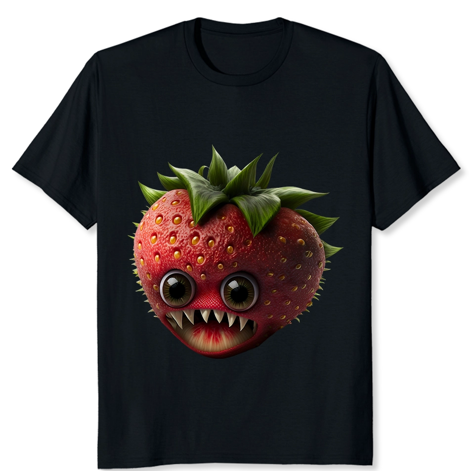 Strawberry Fury Black T-Shirt